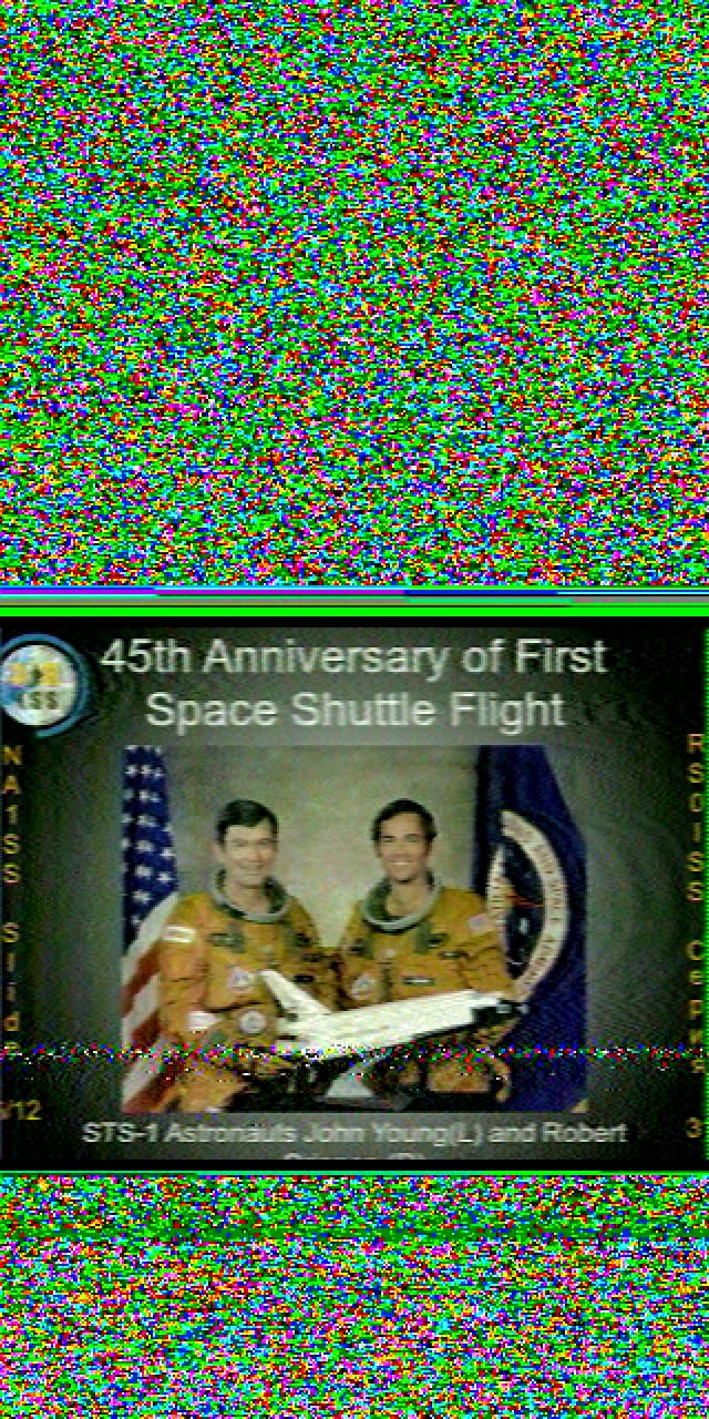 imagen sstv obtenida desde iss con antena dualband 105 grados